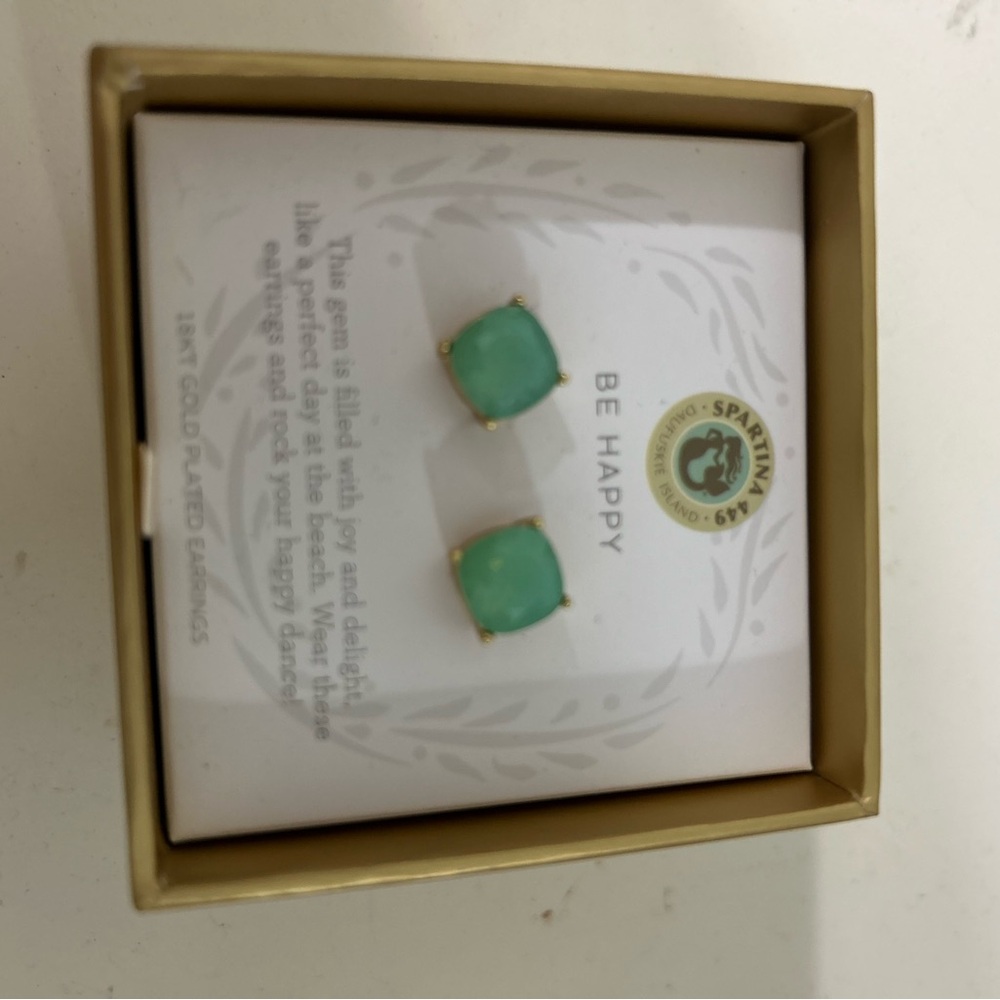 Spartina 449 Mint Green Square Earrings